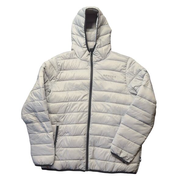 Spyder Other - Spyder Puffer Jacket Mens Large Gray Full Zip Hooded Lightweight Coat NEW